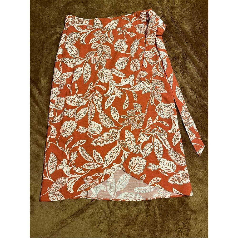 Ann Taylor Factory Women's Size 2 Brown White Floral Tulip Hem Skirt Beach